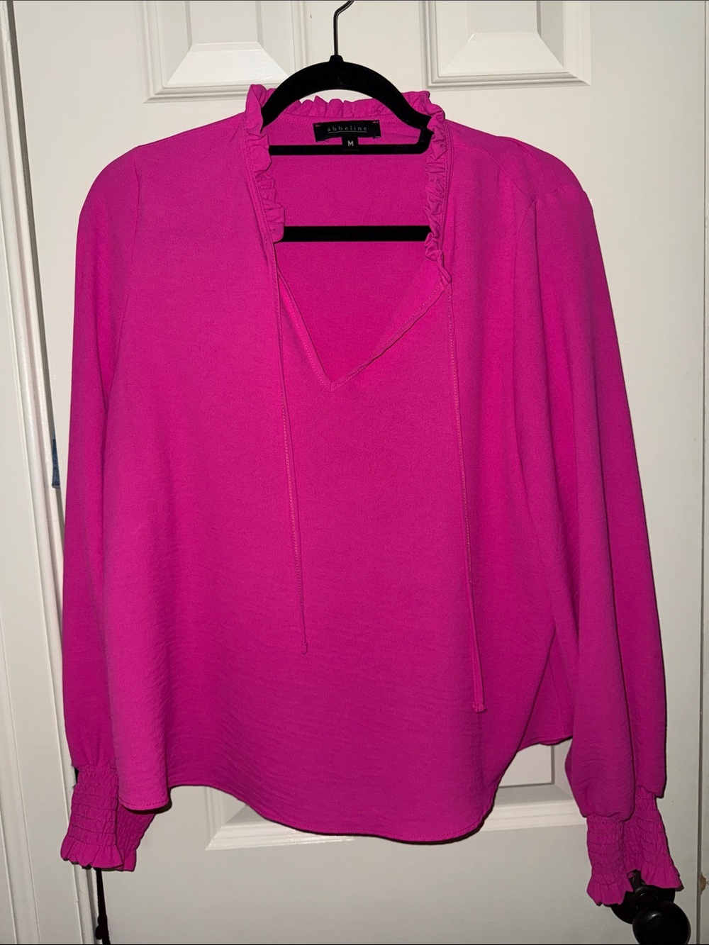 Abbeline Vibrant Fuchsia Ruffled Blouse